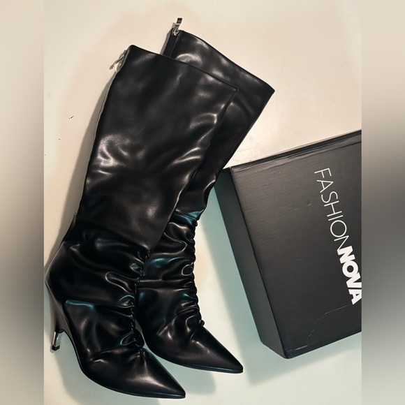 Fashion Nova Nadia Black Knee-High Women's Boots - Picture 3 of 5